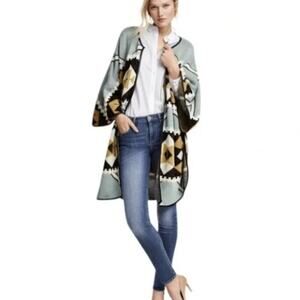 H&M | Southwest Aztec Print Long Poncho Cardigan